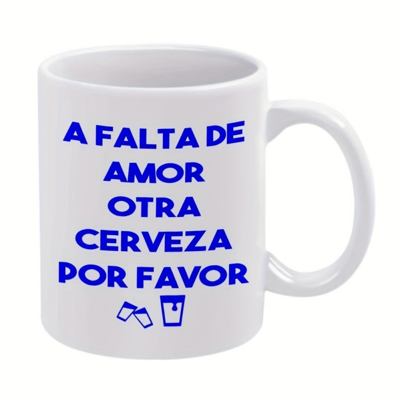 Tailorly White Ceramic 11 oz Mug - text beer icons