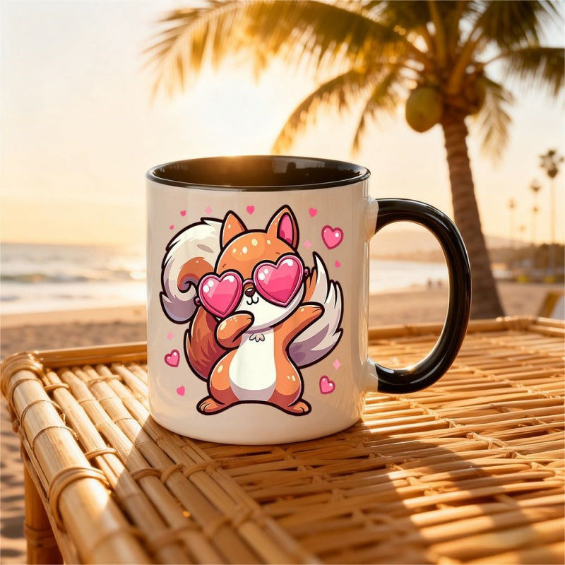 Tailorly Black Accent 11 oz Mug - adorable cartoon belly and tail tip shaped glasses