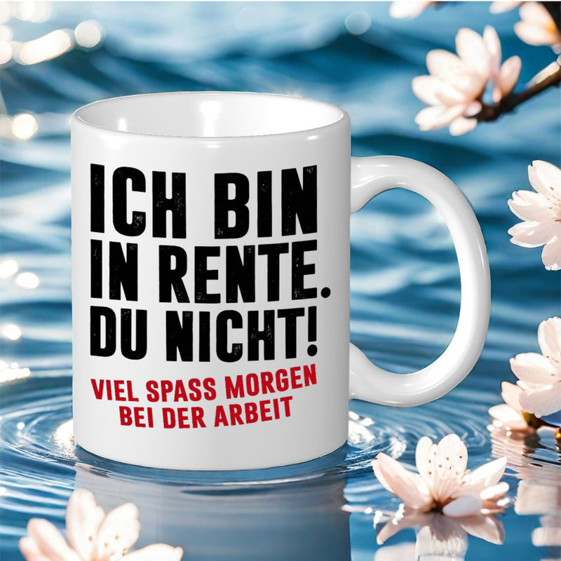 Tailorly White Ceramic 11 oz Mug - german retirement ich bin in rente print