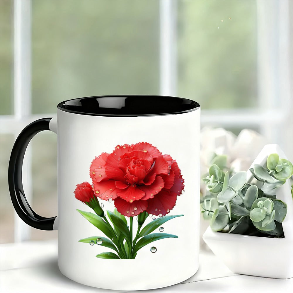 Tailorly Black Accent 11 oz Mug - red carnation
