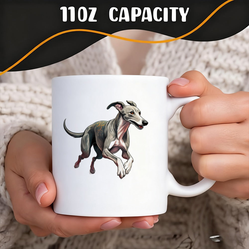 Tailorly White Ceramic 11 oz Mug - greyhound dog