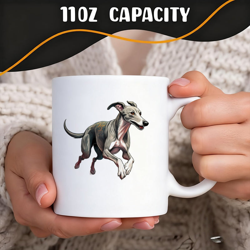 Tailorly White Ceramic 11 oz Mug - greyhound dog