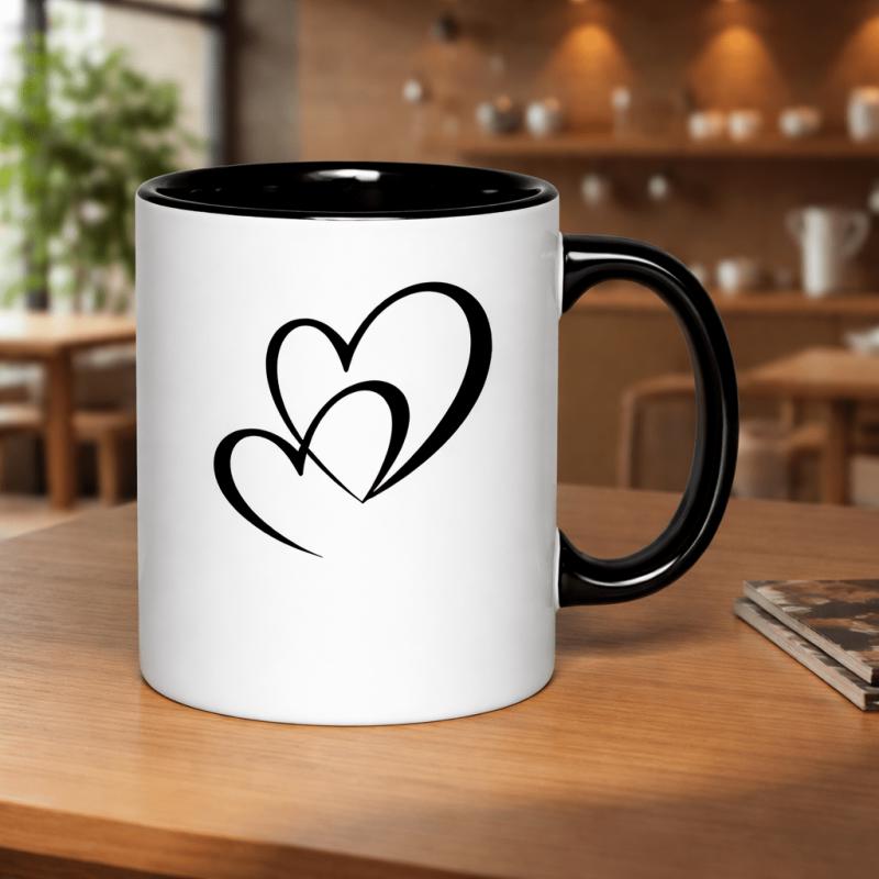 Tailorly Black Accent 11 oz Mug - hearts design for expressing love and connection