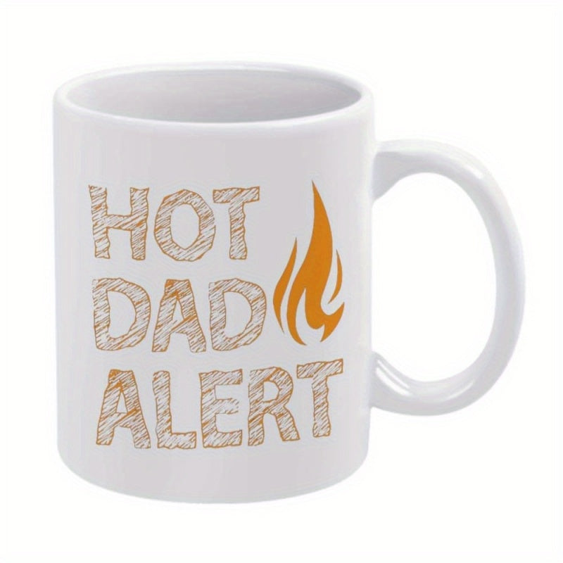 Tailorly White Ceramic 11 oz Mug - flame design with orange lettering alert text