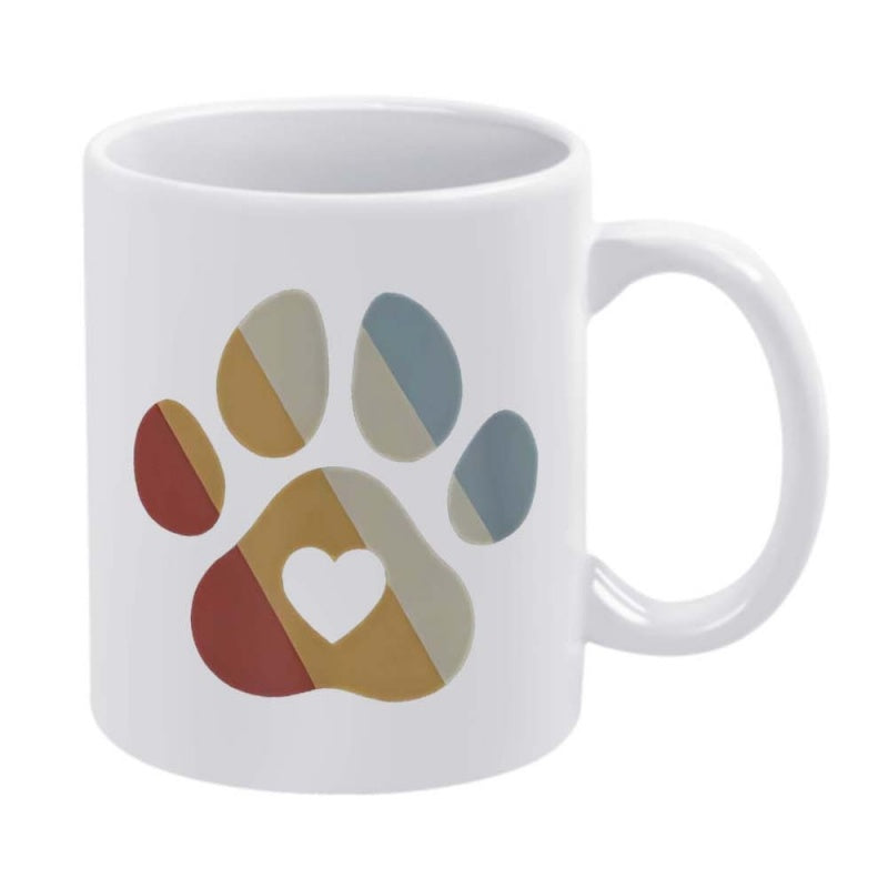 Tailorly White Ceramic 11 oz Mug - paw print heart