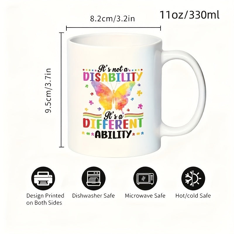 Tailorly White Ceramic 11 oz Mug - inspirational text "its not a dis its a" with vibrant colors and rainbow