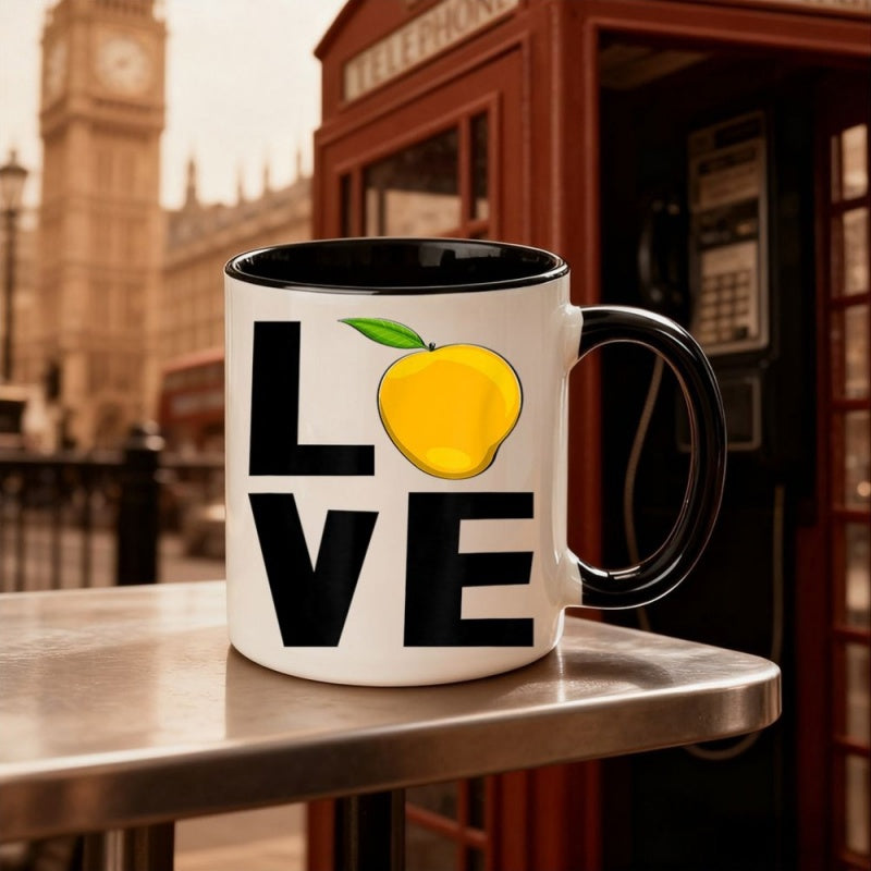 Tailorly Black Accent 11 oz Mug - vibrant mango