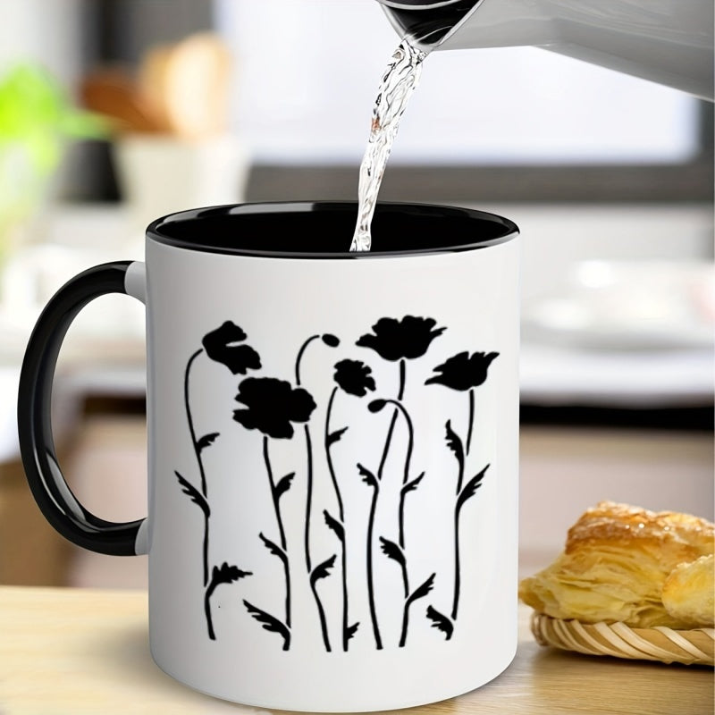 Tailorly Black Accent 11 oz Mug - black floral