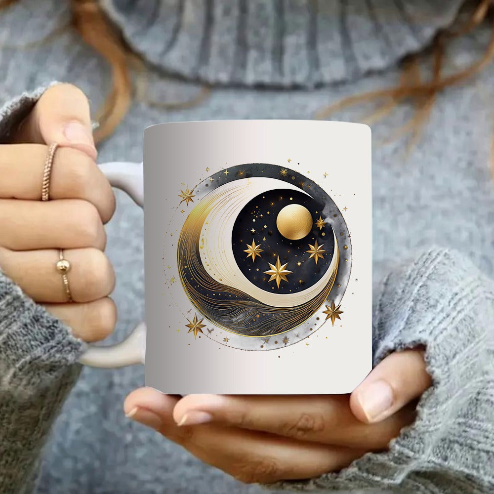 Tailorly White Ceramic 11 oz Mug - elegant night sky pattern