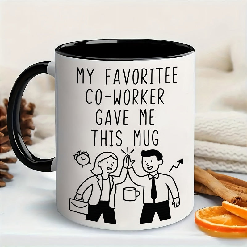 Tailorly Black Accent 11 oz Mug - 1pc funny coworker mug with straw brush 20oz white black cup dishwasher workplace gift for colleagues coworkers co