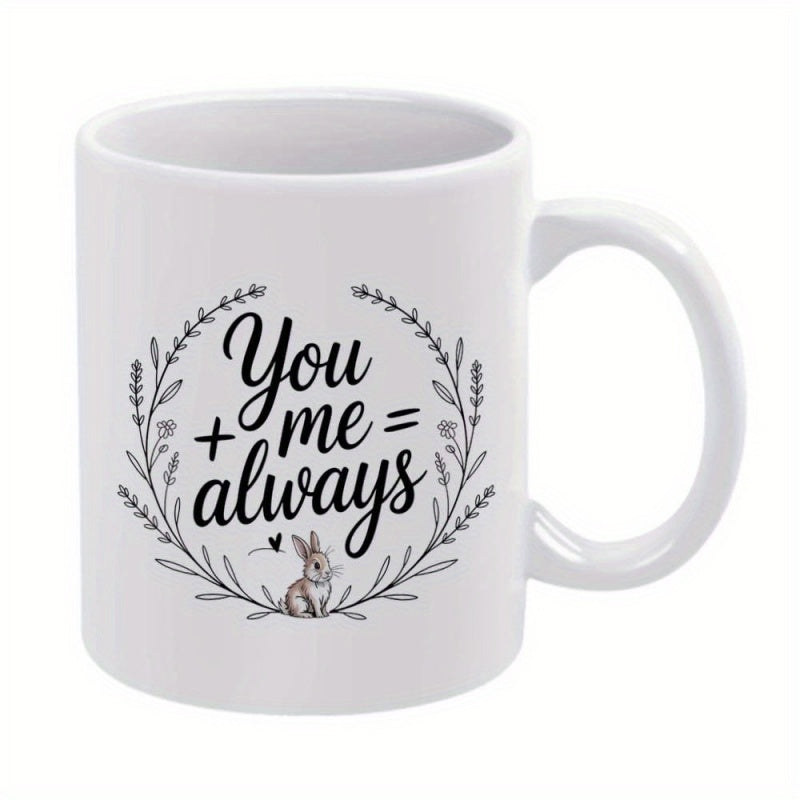 Tailorly White Ceramic 11 oz Mug - you me rabbit coffee