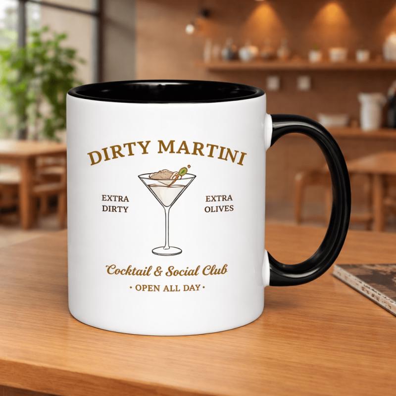 Tailorly Black Accent 11 oz Mug - cocktail and design all day inspirational quote with gradient