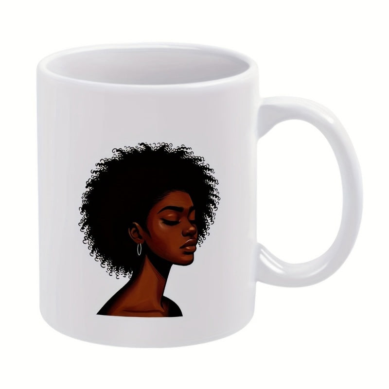 Tailorly White Ceramic 11 oz Mug - funny text "curly hair"