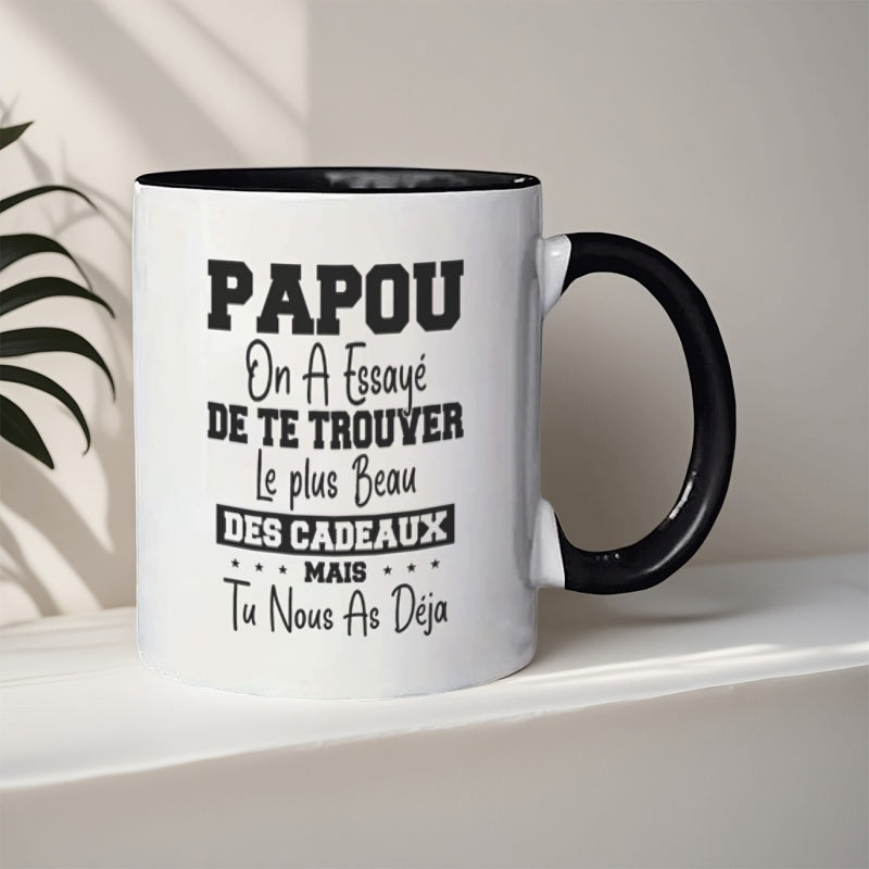Tailorly Black Accent 11 oz Mug - papou humorous text