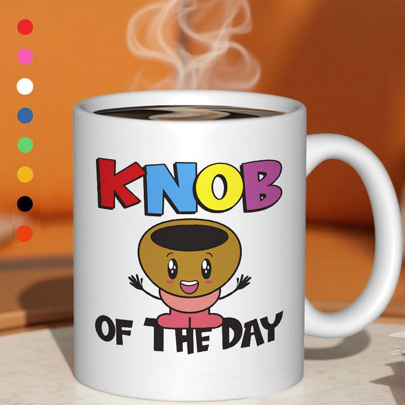 Tailorly White Ceramic 11 oz Mug - ceramic coffee mug white cartoon knob design mug with knob colorful letters whimsical gift for home office 11oz