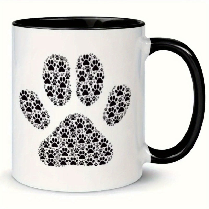 Tailorly Black Accent 11 oz Mug - paw pattern