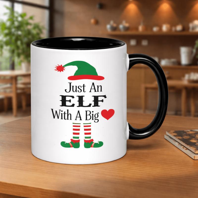 Tailorly Black Accent 11 oz Mug - festive elf