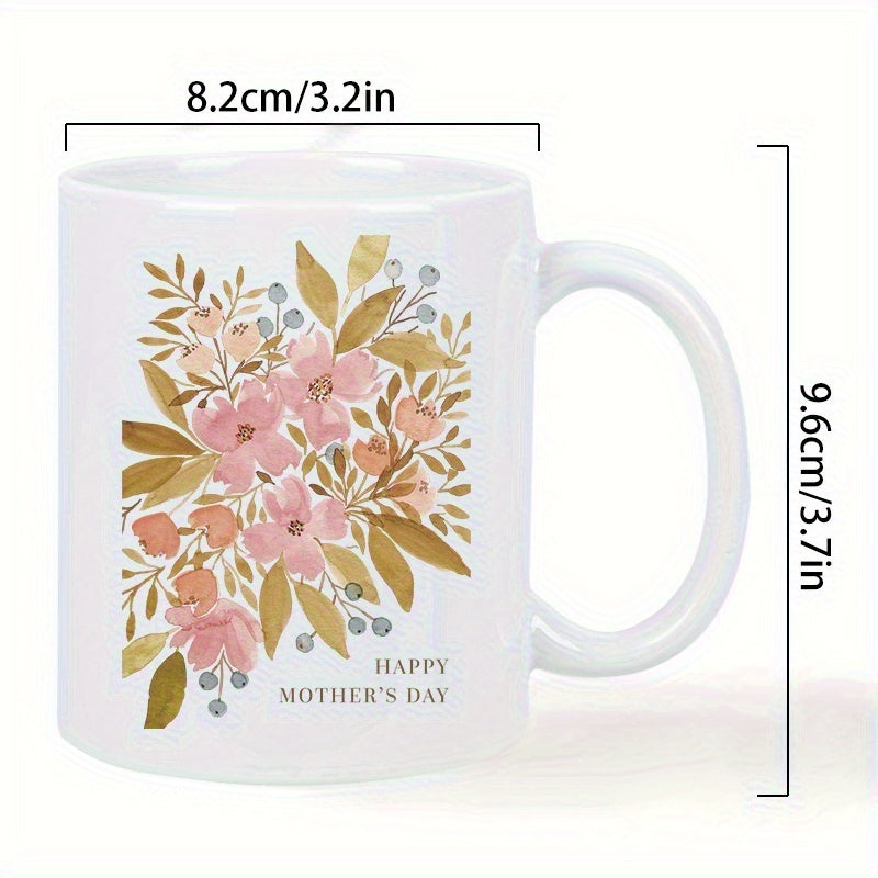 Tailorly White Ceramic 11 oz Mug - golden floral happy mothers day text