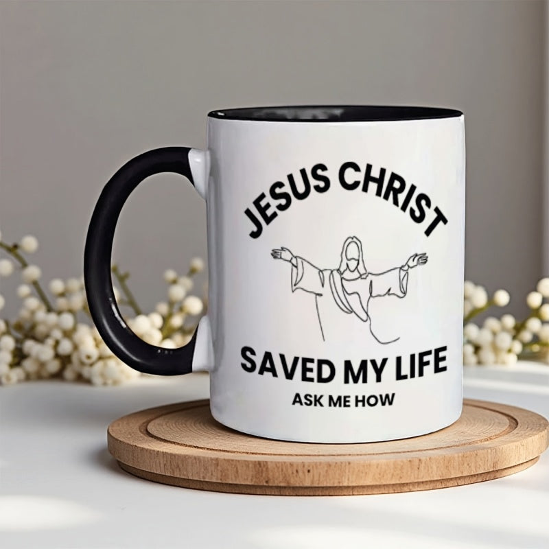 Tailorly Black Accent 11 oz Mug - Funny Christmas Cross