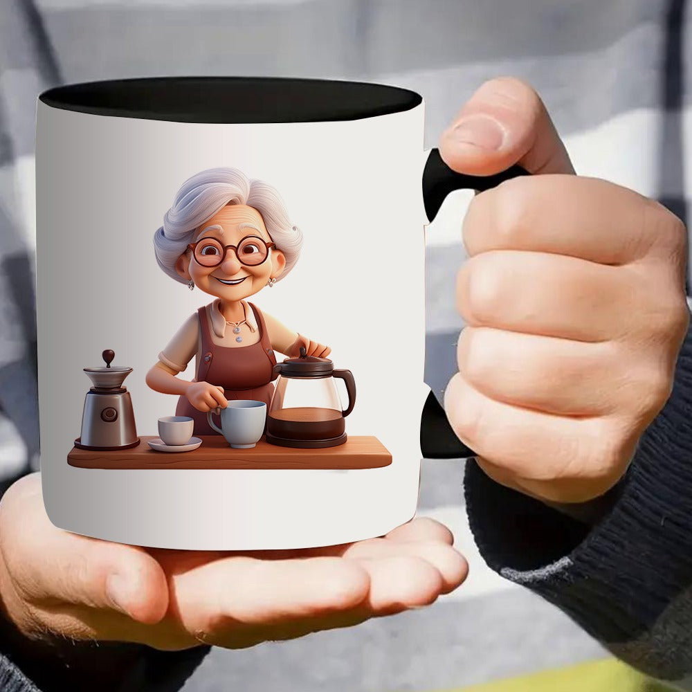 Tailorly Black Accent 11 oz Mug - a single ceramic coffee mug featuring an elegant and ideal for coffee or tea at home or it a great gift and has