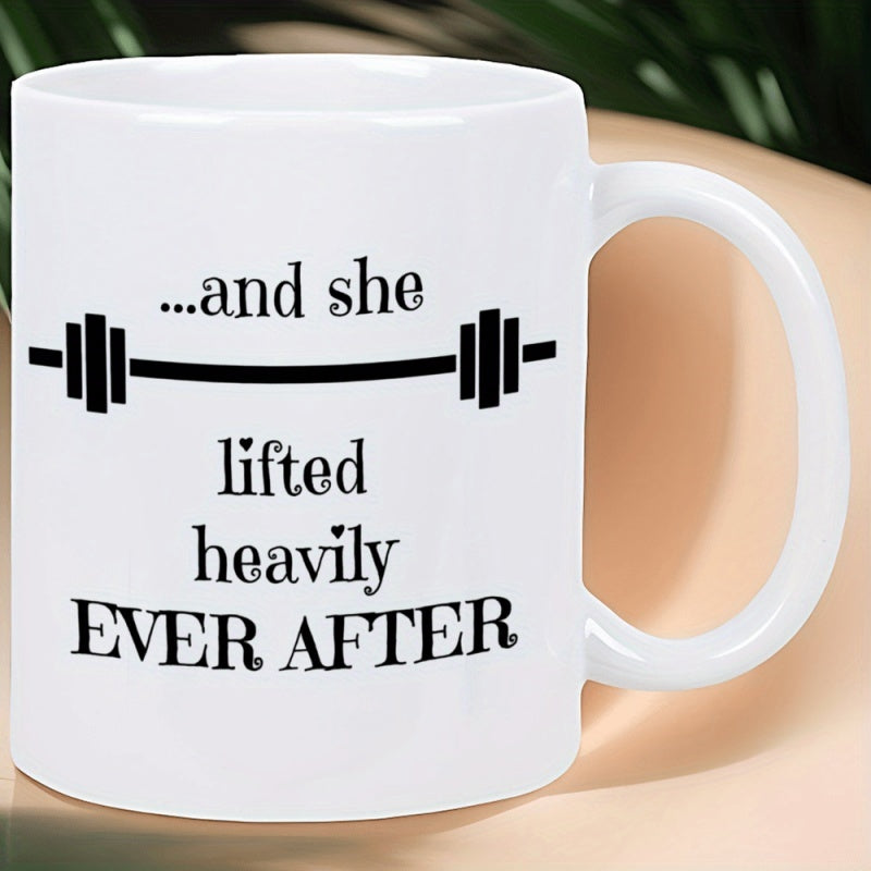 Tailorly White Ceramic 11 oz Mug - cake weightlifting