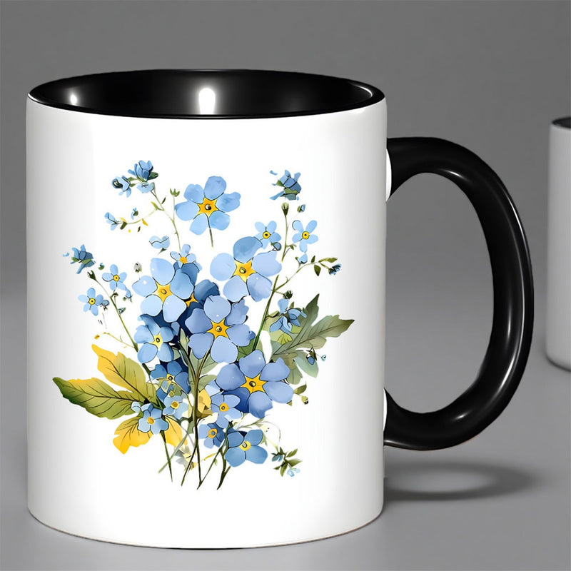 Tailorly Black Accent 11 oz Mug - floral printed