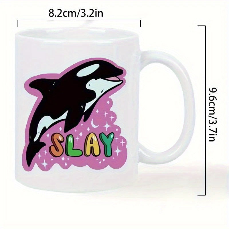 Tailorly White Ceramic 11 oz Mug - whale design