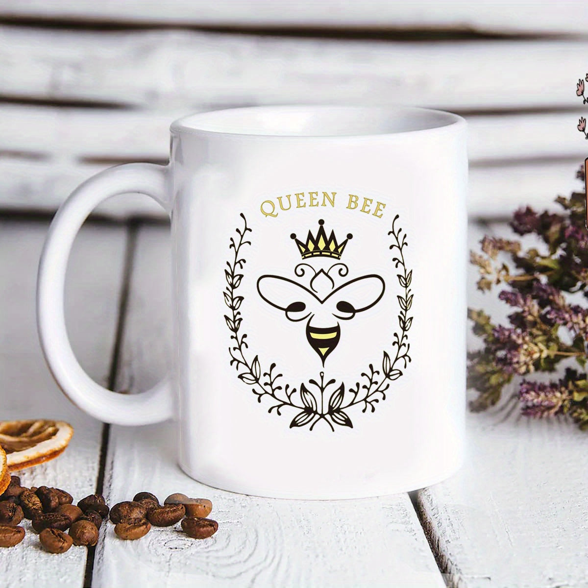 Tailorly White Ceramic 11 oz Mug - bee