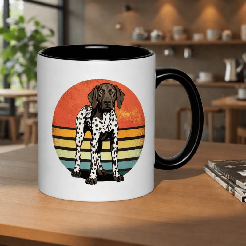 Tailorly Black Accent 11 oz Mug - german shorthaired pointer retro sunset vintage dog design