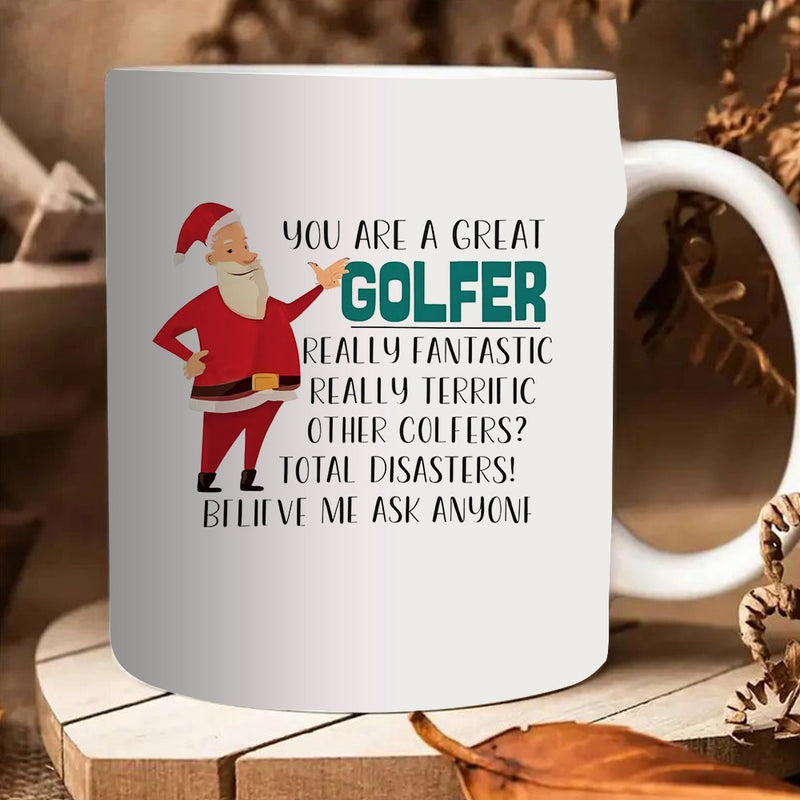 Tailorly White Ceramic 11 oz Mug - santa claus cartoon design