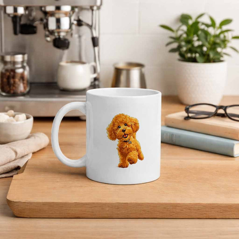 Tailorly White Ceramic 11 oz Mug - golden poodle dog