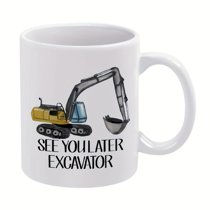 Tailorly White Ceramic 11 oz Mug - excavator
