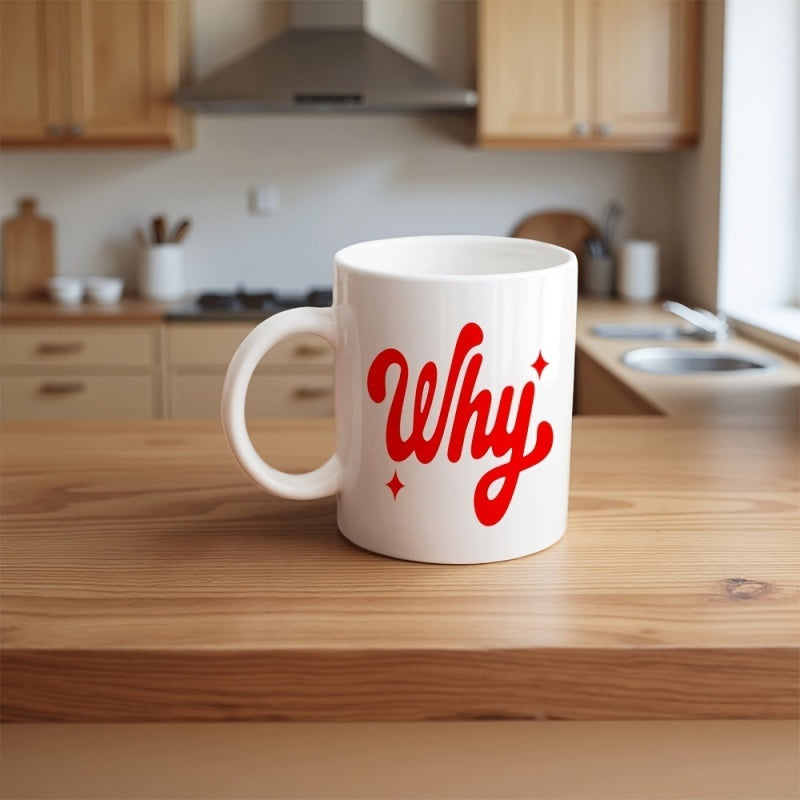 Tailorly White Ceramic 11 oz Mug - why stars