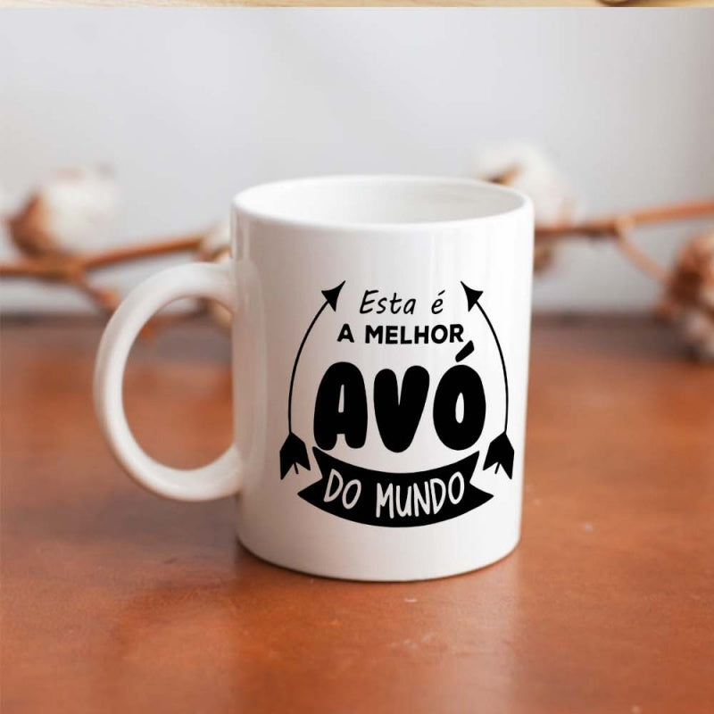 Tailorly White Ceramic 11 oz Mug - funny grandma text "esta a melhor avo do mundo" and "the best grandma in the world"