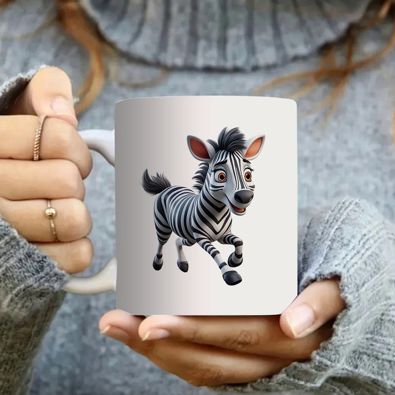 Tailorly White Ceramic 11 oz Mug - cute zebra themed