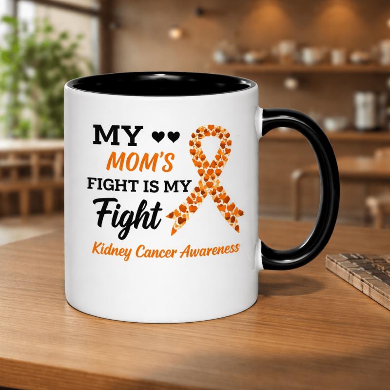 Tailorly Black Accent 11 oz Mug - fight is my fight kidney awareness ribbon