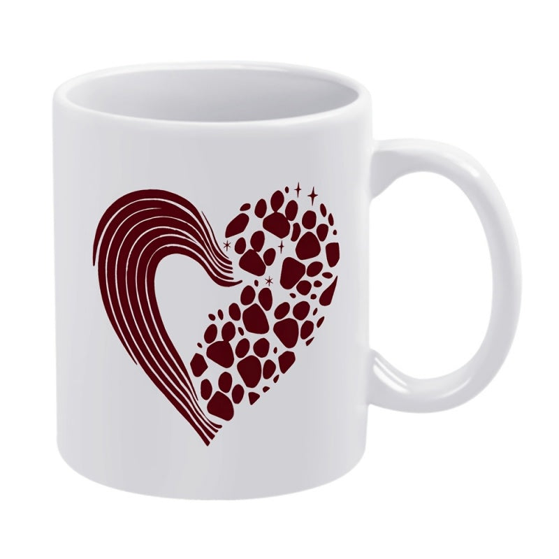 Tailorly White Ceramic 11 oz Mug - heart pattern