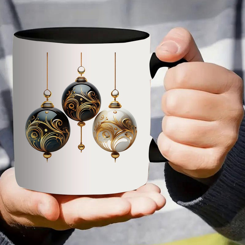 Tailorly Black Accent 11 oz Mug - elegant golden pattern with black
