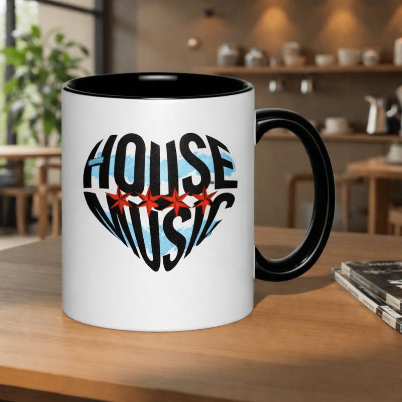 Tailorly Black Accent 11 oz Mug - chicago heart graphic with 11oz printed ceramic mug coffee cups durable funny abstract parties promotion gift 2