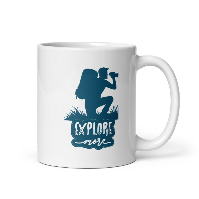 Tailorly White Ceramic 11 oz Mug - hiking graphic