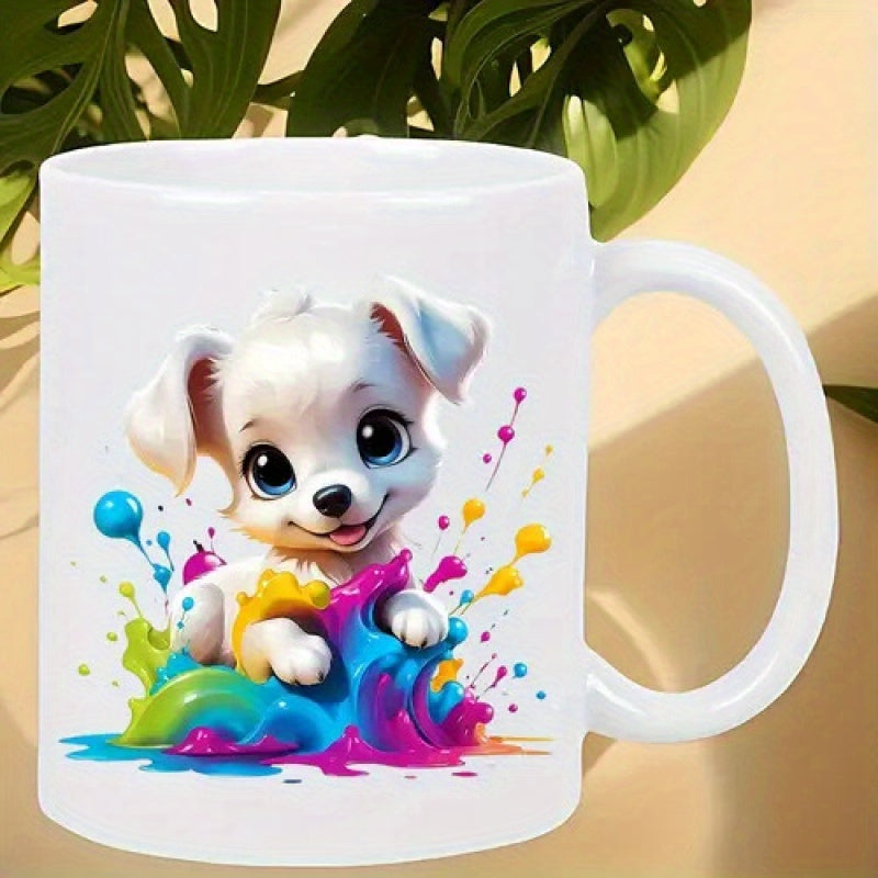 Tailorly White Ceramic 11 oz Mug - puppy design