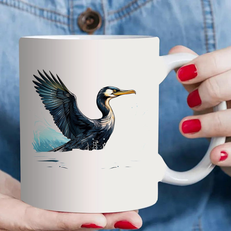 Tailorly White Ceramic 11 oz Mug - artistic wildlife pattern