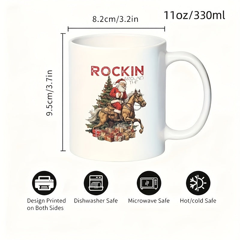 Tailorly White Ceramic 11 oz Mug - christmas santa claus with slogan