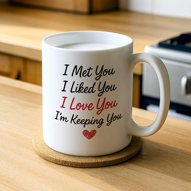 Tailorly White Ceramic 11 oz Mug - 1pc ideal for coffee tea hot chocolate thoughtful present for couples keepsake 11oz ceramic coffee mug with i i