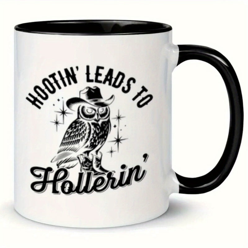 Tailorly Black Accent 11 oz Mug - 1pc owl themed hat 11oz ceramic coffee mug with a quote suitable for any season a great gift for