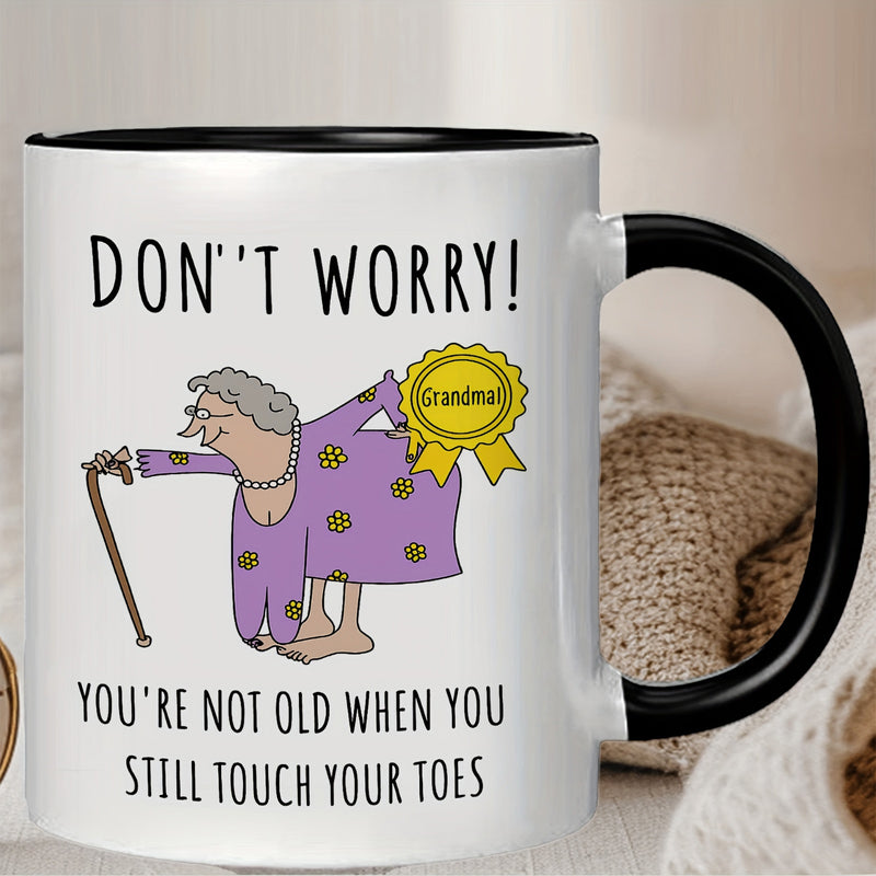 Tailorly Black Accent 11 oz Mug - quirky elderly woman patterns
