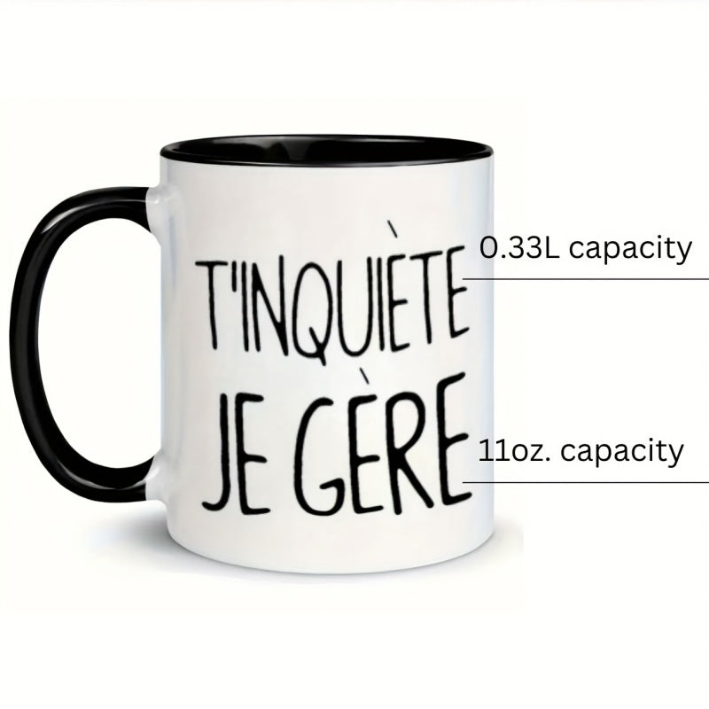 Tailorly Black Accent 11 oz Mug - french text coffee mug