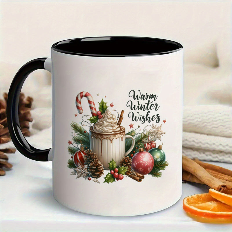 Tailorly Black Accent 11 oz Mug - festive candy cane