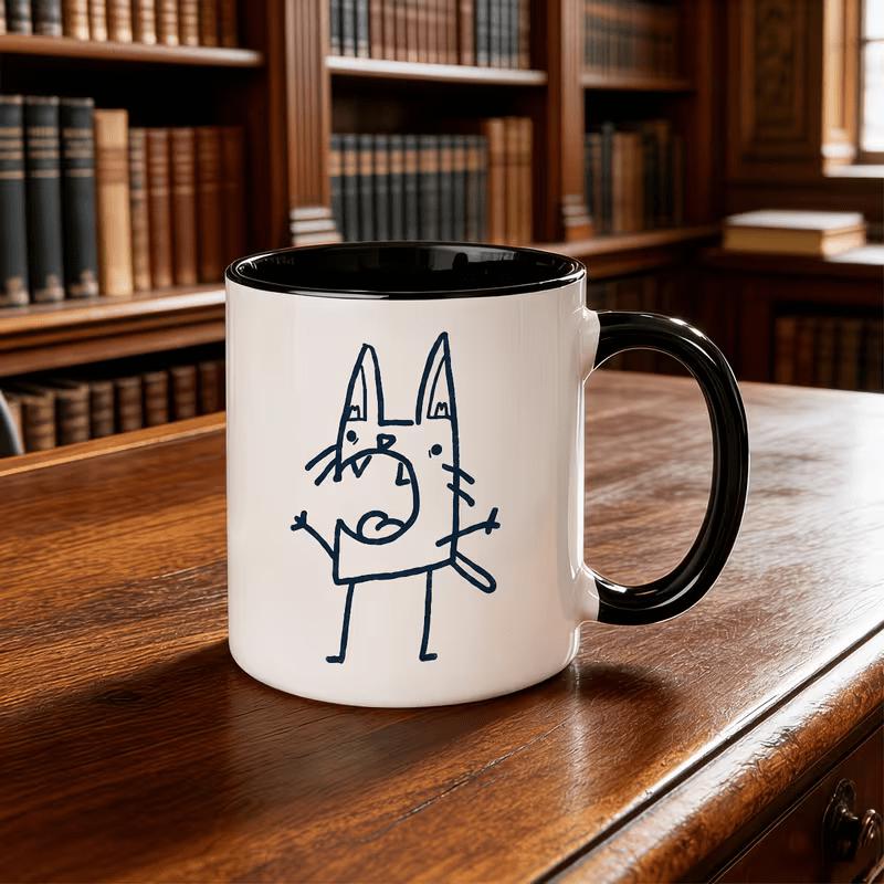 Tailorly Black Accent 11 oz Mug - cartoon with minimalist line art