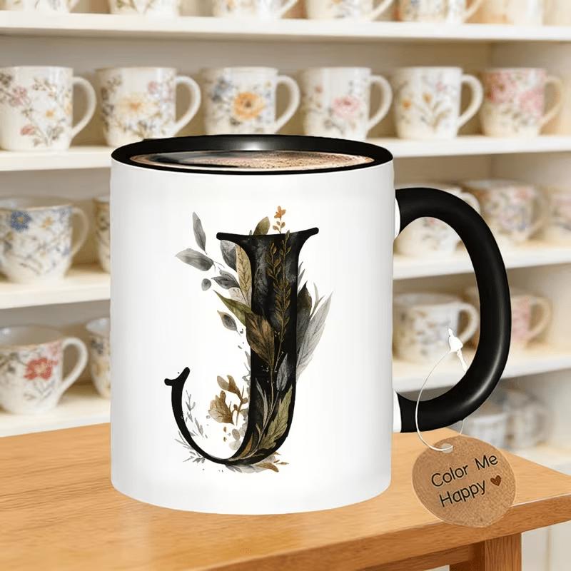 Tailorly Black Accent 11 oz Mug - floral alphabet logo